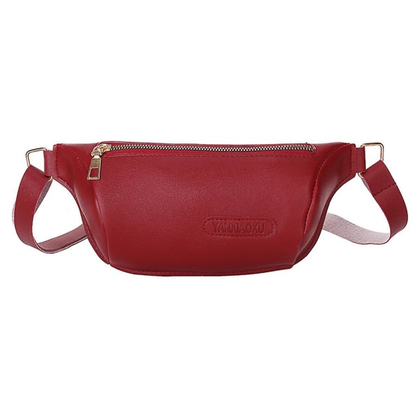 Dam midjeväska Fanny Pack Pu läder Lady bröstväskor Multifunct Red