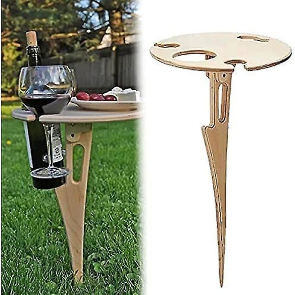 Hopfällbart bord för utomhusbruk, gjord av trä, picknickbord, mini hopfällbart bord, vinbord för trädgård, utomhus, camping,