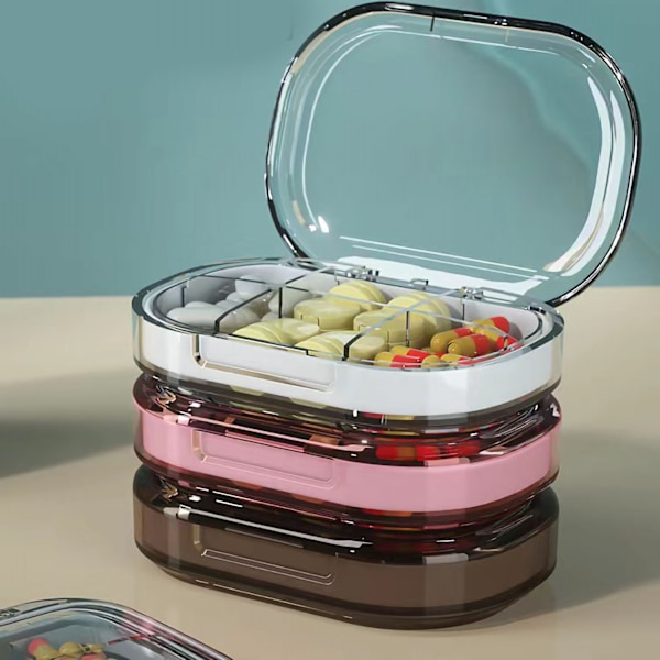 Bärbar Mini Piller Fodral Resa Dispenser Piller Organizer Hushåll Livsmedelskvalitet Förseglad Förvaring Medicinlåda Stor Transparent Rosa