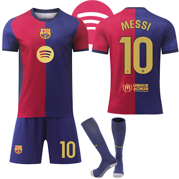Barcelona Hemma Fotbollströja Barn & Vuxen Med Strumpor Nr.10 MESSI 2024-2025 M