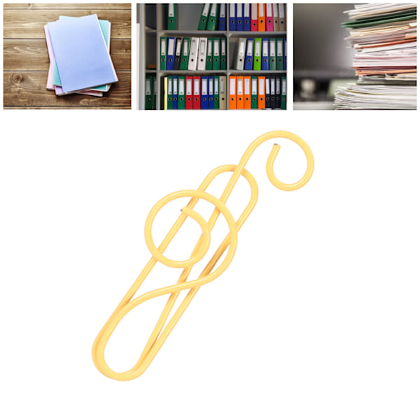 100 st Note Paper Clip Kreativ Söt Musik Tråd Bokmärke Pappersklämma Kompakt Bärbar för Filklassificering Gul