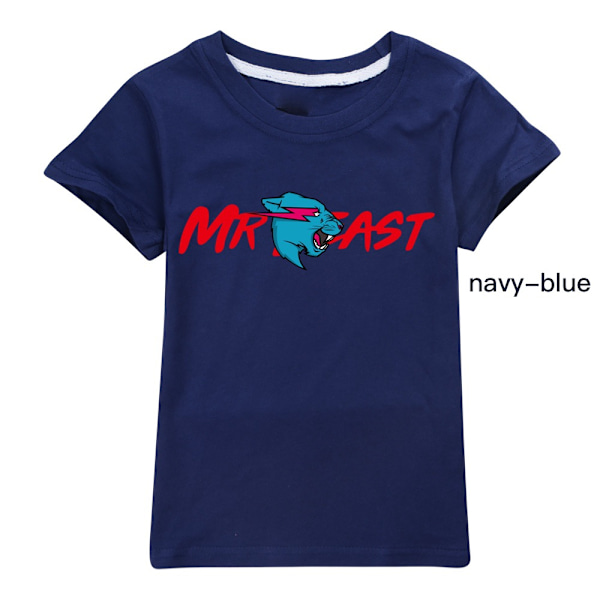 Mr B-east Gutter T-skjorte Sommer T-skjorte Topp Barn Kortarmet Navy Blue Navy Blue 140cm