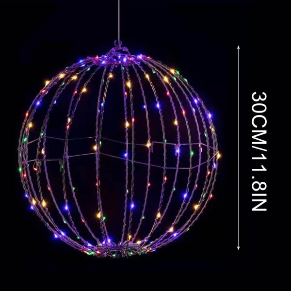 Juldekorationer Jul Led Ball Lights Sphere, vattentäta upplysta semesterbollar för utomhusfest inomhus Yard T