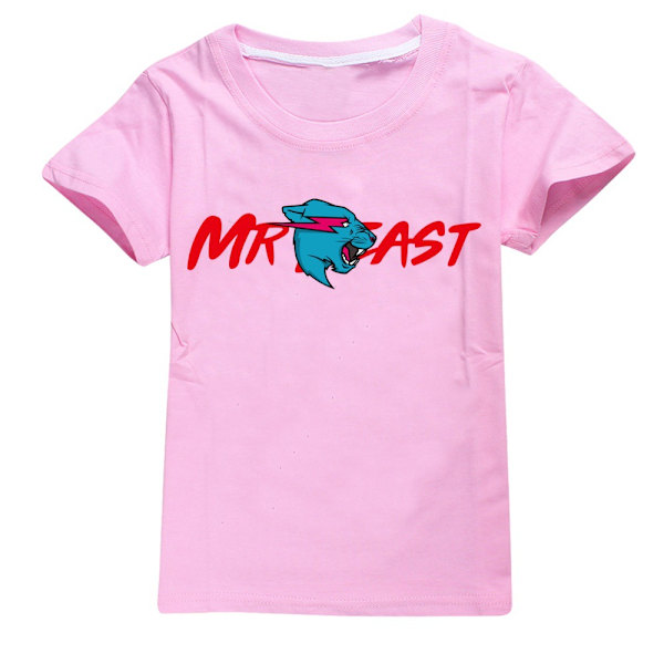 Mr B-east Pojkar T-shirt Sommar T-shirt Topp Barn Kortärmad Pink Pink 130cm