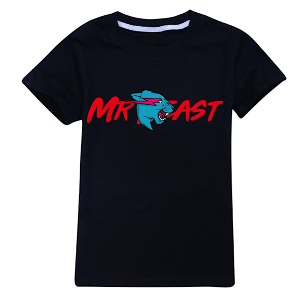 Mr B-east Gutter T-skjorte Sommer T-skjorte Topp Barn Kortarmet Svart Black 120cm