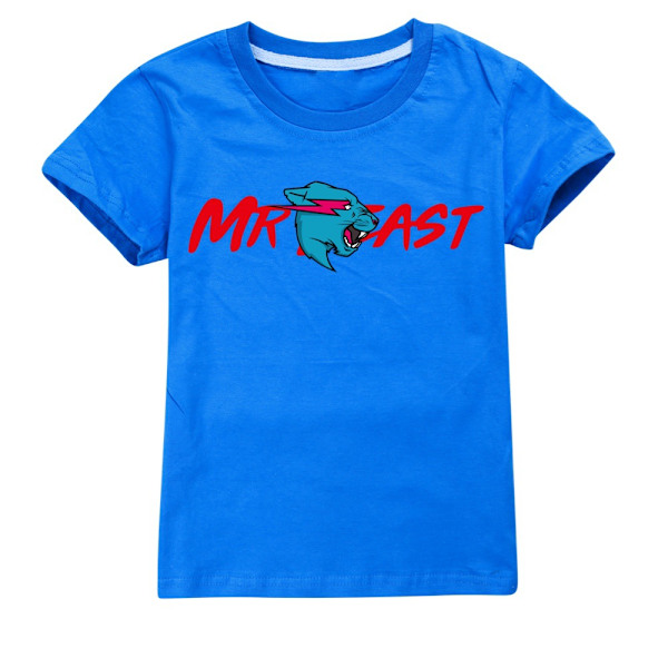 Mr B-east Pojkar T-shirt Sommar T-shirt Topp Barn Kortärmad Dark Blue Dark Blue 160cm