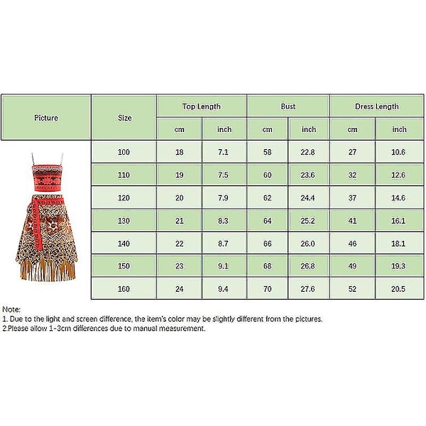Moana Dress Cosplay Costume Oceania Girls Hula Kjol Kostym Play Top Skirt only Dress only Dress 110