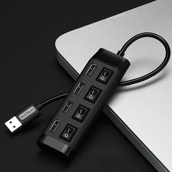 Universal USB Hub 4 Port USB 2.0 Spiltter Adapter Kabel Med Power