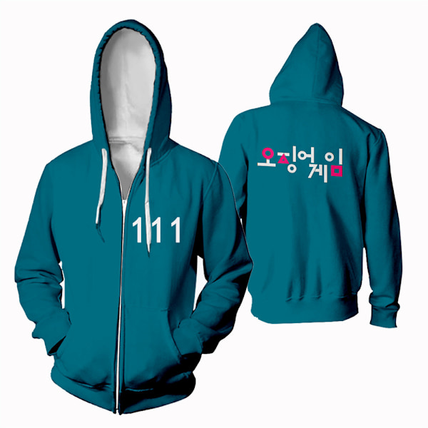 Squid Game Zipper Hoodie Cosplay Kostymer för barn / vuxna red square-2XS blue blue 111-3XL