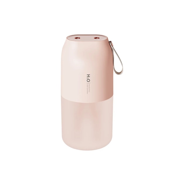 Bärbar USB uppladdningsbar trådlös luftfuktare med LED-lampa Dubbla munstycke Mini Elektrisk aromavattenspridare för bil Pink