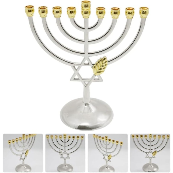 Traditionell klassisk Hanukkah Menorah 9 gren Ljusstake Ljusstakar Metallhantverk för nyårsfestival Hemdekorati