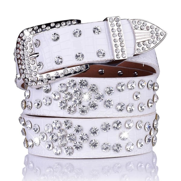 Western Cowgirl Cowboy Bling Bling Rhinestones Bälte Nitat Bälte White