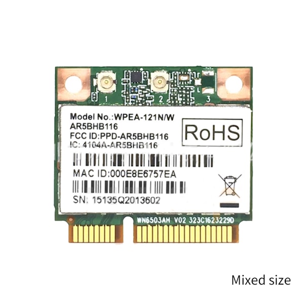 AR9382 AR5BHB116 2,4G/5GHz WiFi trådlöst nätverkskort Mini PCI-E 300Mbps för Win 7/8/8.1/10/Linux-