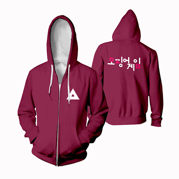 Squid Game Zipper Hoodie Cosplay Kostymer för barn / vuxna red square-2XS re red 067-Kids 100