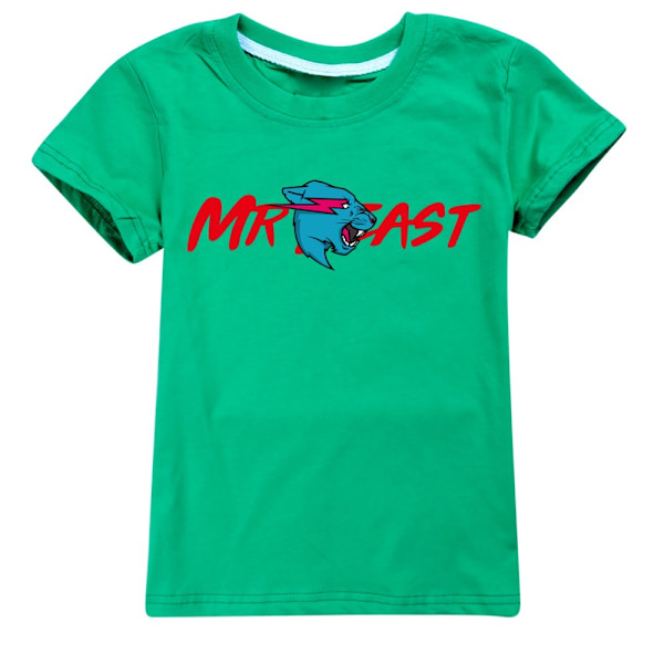Mr B-east Drenge T-shirt Sommer T-shirt Top Børn Kortærmet Grøn Green 160cm