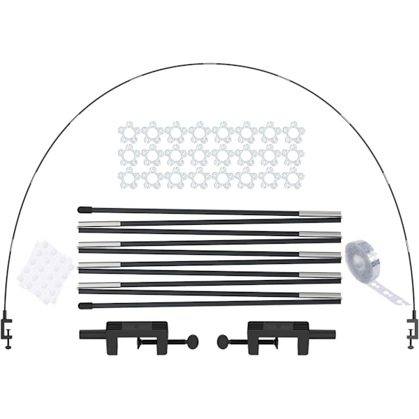 Svart ballongbågesats, ballongbåge halvcirkelformad bågesats 2 justerbara klämmor