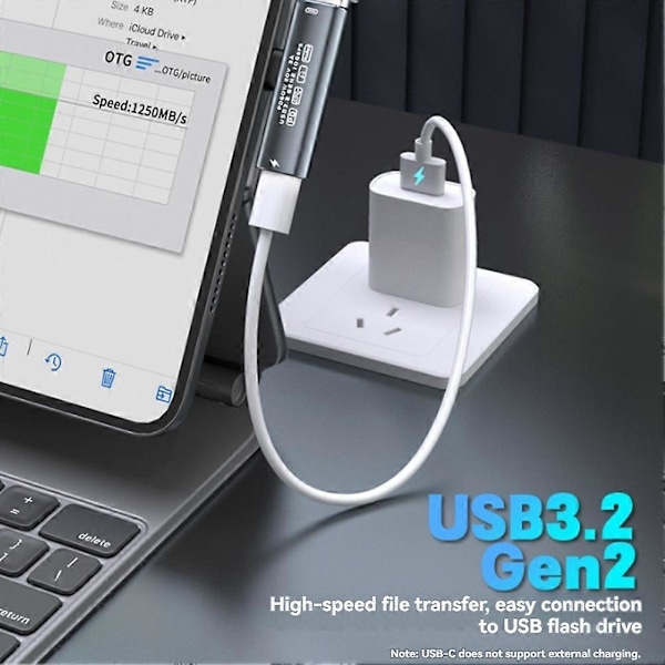 2 i 1 USB-C Splitterkabel, Typ C till Dubbel Typ-C PD60W Snabbladdning & 10Gbps Dataöverföring