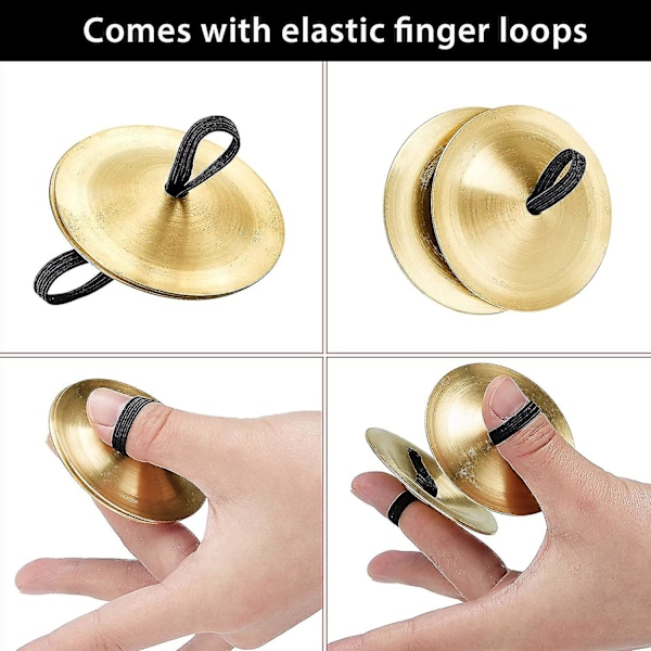 20 stycken Fingercymbaler Magdans Fingerdans Finger Zills Musikinstrument för Dansare Fest (Guld) Guld