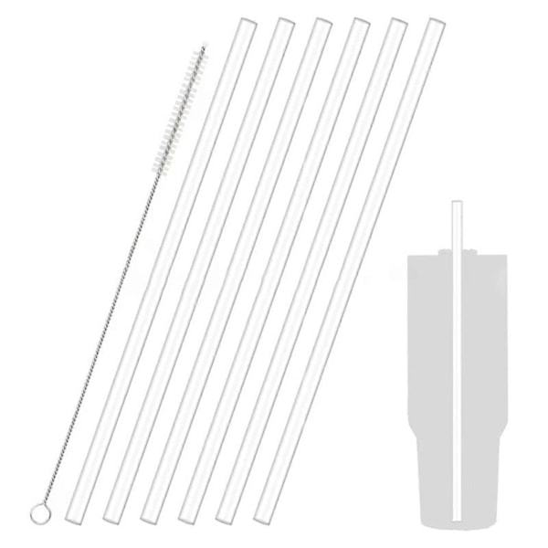 1 Set Ersättningssugrör med rengöringsborste Återanvändbar Transparent Plast 20/30/40 OZ Adventure Travel Tumbler Sugrör Kopp Tillbehör KAESI Clear