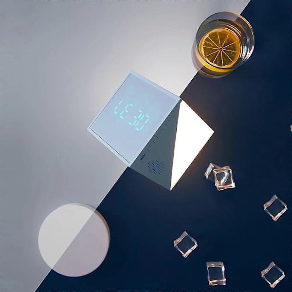 Ny Sunrise Väckningslampa Väckarklocka Färgglad Nattlampa Solnedgång Smart Ljudkontroll Lampa Timer Termometer Batteridriven C