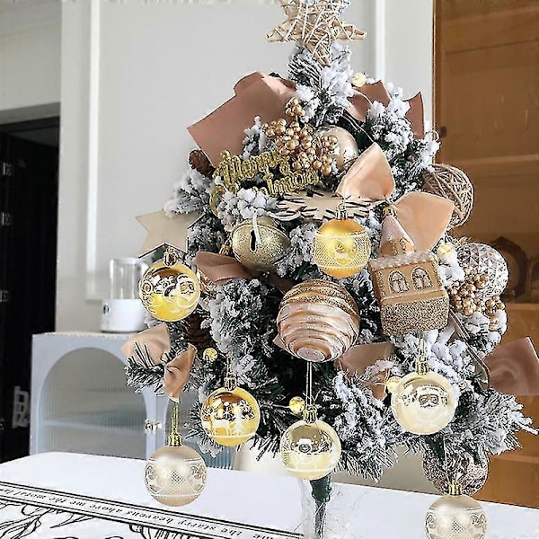 9 st/förpackning 6 cm Roséguld Julkula Dekoration Älg Tomte Julkulor Hänge För Julgran Hem Hängande Ornament Nyår Red