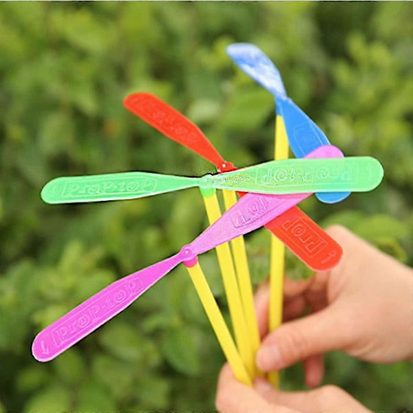 30 st Flygande Hand Helikopter Leksak, Bambu Dragonfly Handgnugga Plastpropeller För Utomhusleksak Barnpresent Flygande (slumpmässig Färg)