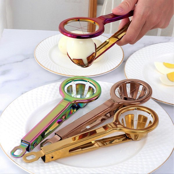 Äggskärare i rostfritt stål Multifunktionell Robust Kompakt Hexagonal Äggdelare för Hemmet Rose Gold