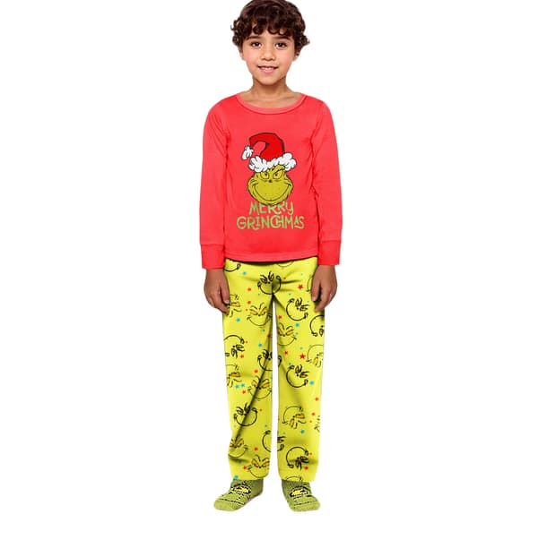 Julpyjamas Grinchen tryckt förälder-barn långärmat pyjamasset för jul hemma 0826 Daddy S