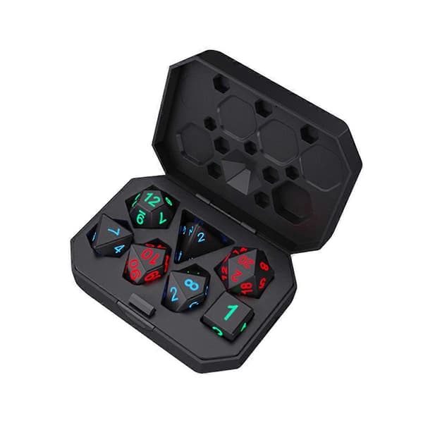 7 stk. Elektroniske terninger USB Oppladbare Lysende Terninger Selvlysende DND Terninger Polyedriske Terninger D4 D as shown