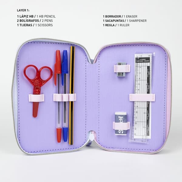 Pencil Case / Disney Lilo & Stitch Angel – 3 Compartments with Contents