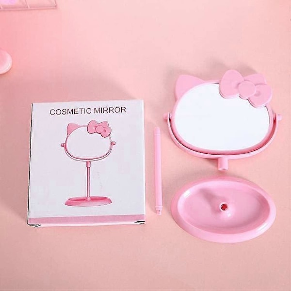 Sminkbordsspegel, Kattungeform – Kawaii & Sminkspegel för Badrum eller Sovrum – Rosa, Födelsedagspresent för Hello Kitty-fans (FMY)