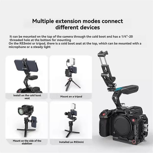 SmallRig Metal Telefonholder med Cold Shoe-montering til DJI RS 3 / RS 3 Pro / RS 3 Mini / RS 2 / RSC 2