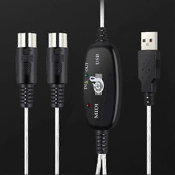 180 X2cm USB-adaptere Midi-interface USB-midi-kabel Midi-adapterledning Midi-keyboard Midi-USB-kabel Klaver