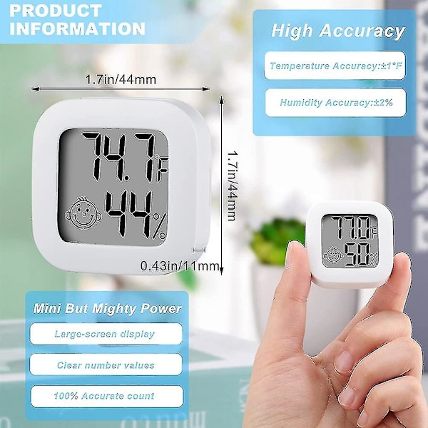 6 stycken Fuktighetsmätare Fuktsensor Inomhus Termometer Hög Noggrannhet Temperatur Och Fuktighet