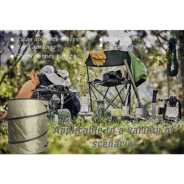 Hopfällbar soptunna för camping - Återanvändbar pop up-trädgårdstunna, trädgårdsavfallspåsar för camping, trädgård, vandring, picknick och utomhusbruk (L(46*46*55cm)) (FMY)
