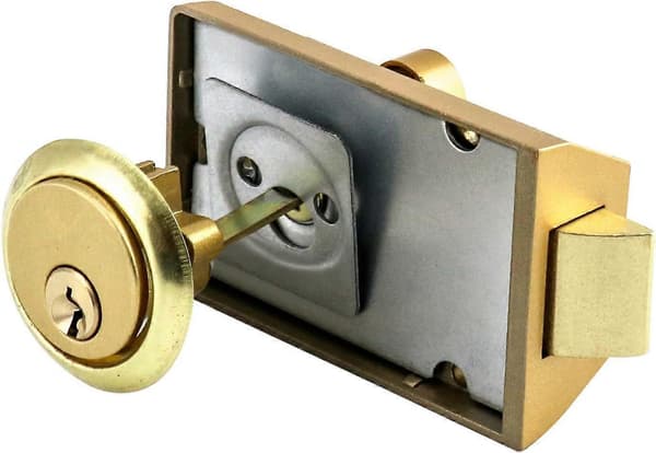Natlås Dødfallås Kantlås med Nøgle Guld Finish Antik Stil Lås med Front