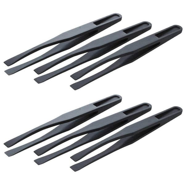 115mm Lange Flad Tip Sort Plast Anti-Statisk Pincet 6 Stk