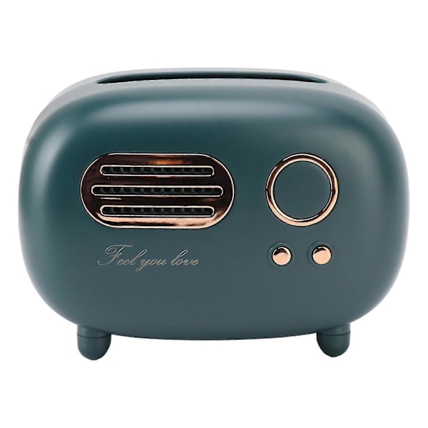 Vintage Retro Radio Tissue Box Omslag för Badrum Vardagsrum Sovrum Nattduksbord Skrivbord - Grön (FMY)