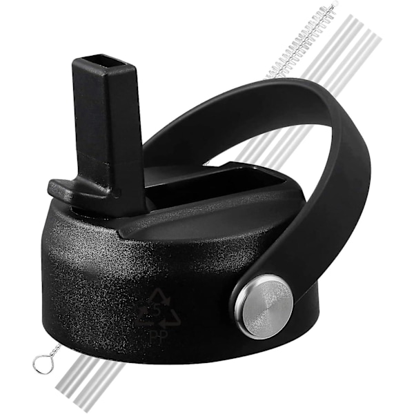 Lock med Sugrör för Hydroflask Wide Mouth 20 32 40 Oz, Flex Sugrörslock Passar Hydro Flask Sportvattenflaskor, Flexibla Handtagsersättningslock Sugrör