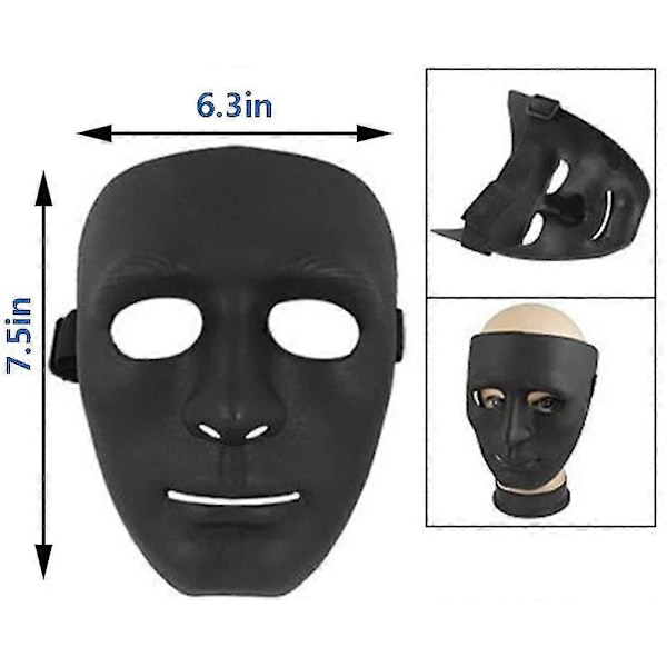 Hip-Hop Dansmask Cosplay Mask För Halloween Maskerad - Svart (FMY)