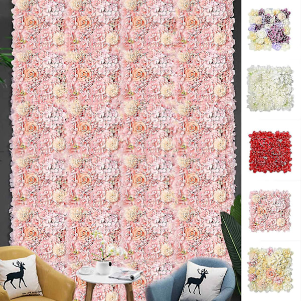 Konstgjord Blomstervägg Realistisk Lättskött Fotorekvisita Konstgjord Rosbakgrund Bröllopsvägg De Light pink