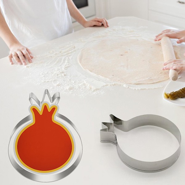 2 x 5 st Kakform Non-stick Skarp Skärkant Granatäpple Rostfritt Stål Kexform för Matbord