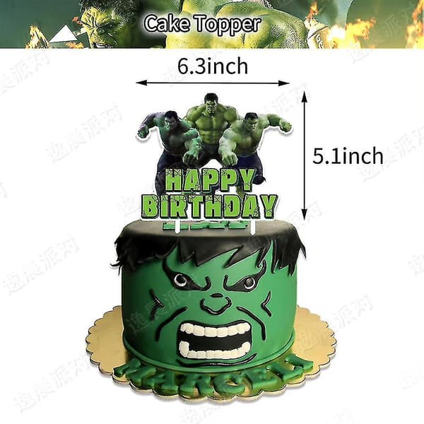 46 stk Hulk Festpynt, Superhelt Hulk Tema Bursdagsfest Tilbehør, Hulk-Tema Gratulerer Med Dagen Banner Ballonger Kake Topper Cupcakes Topper For