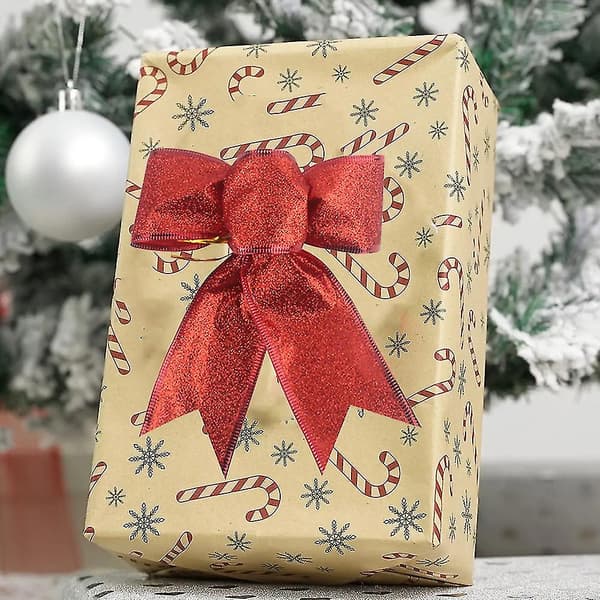 8 st Glitter Julkrans Rosett Julgransprydnader Rosetter För Julfestdekor red edge