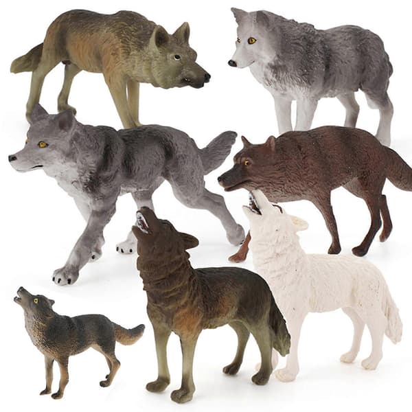 7 st Varg Leksaksfigurer Set Vargdjur Figurer