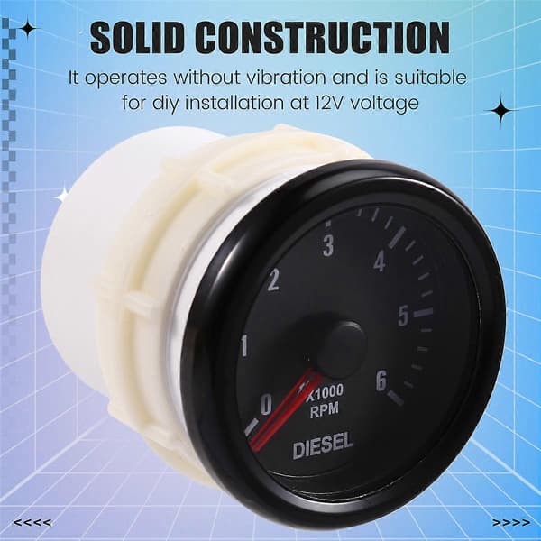 52mm 0-6000 RPM (på dashbord) elektrisk turteller for motor