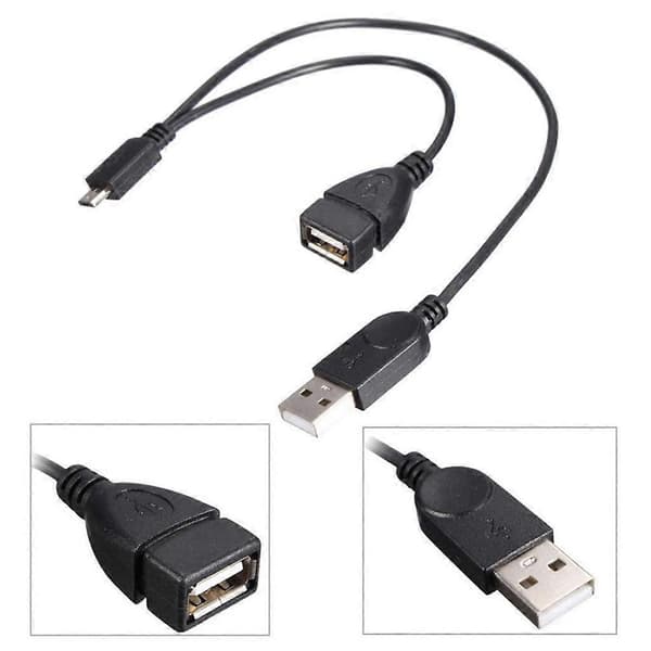 OTG Host Strömdelare Y Micro USB Hane till USB Hona Adapter Kabel