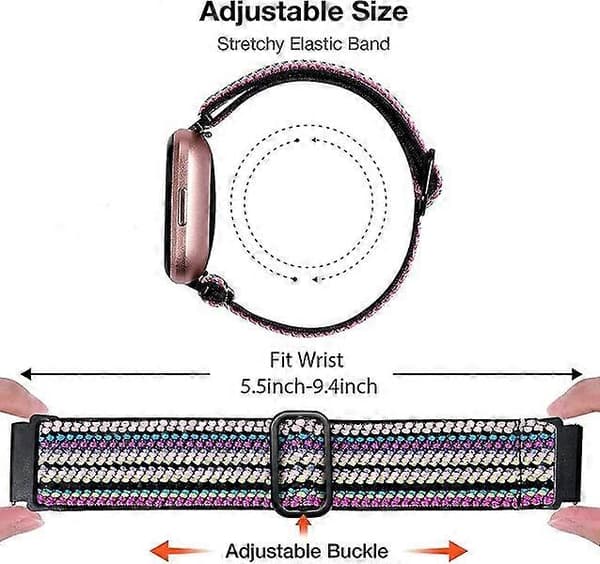 Justerbare elastiske bånd for Fitbit Versa 2/Versa/Versa Lite (FMY)