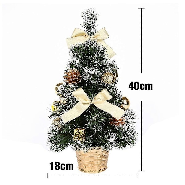 Litet Julgran med Ljus, 40cm Förbelyst Julgran Batteridriven För Jul Hemma Skola Kontorsdekorationer Gold
