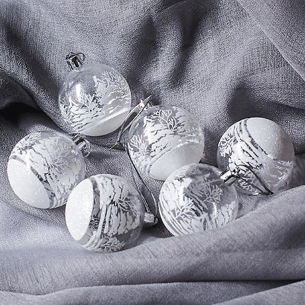 6 st Transparenta Snö Julkulor Hängen För Julgransdekoration White 6Pcs